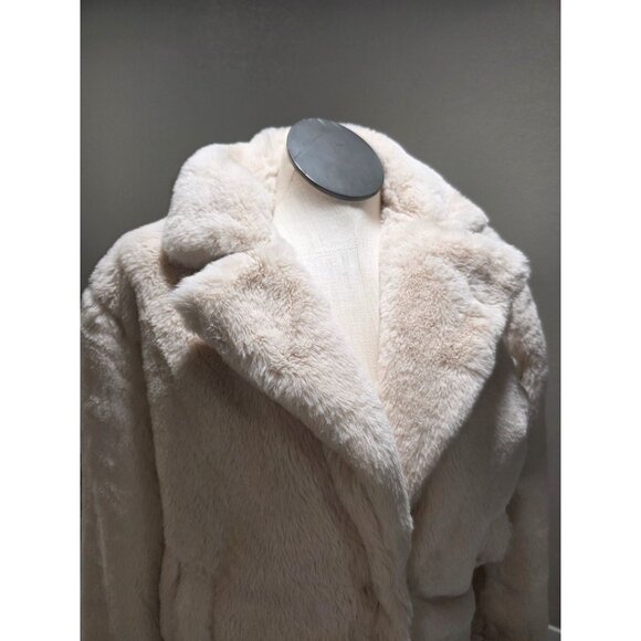 Ambiance Outerwear Plush Faux Fur Coat Beige Womens M Soft & Cozy - Picture 3 of 7
